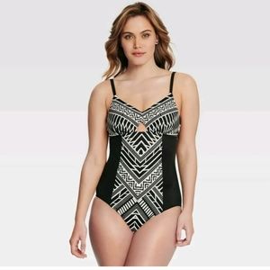 Miracle Brands Women's Slimming Control Geometric Cut Out One Piece S12